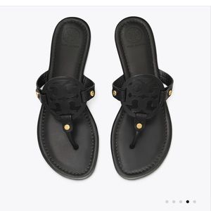 Tory Burch Miller Sandals Black pebbled leather size 11